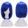 qingsb Parrucca da donna per cosplay ad alta temperatura in fibra rettilineo corto Anime parrucca - qingsb blu zaffiro