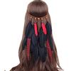 Uposao Cerchietti per capelli Hippie con piume Fascia bohémien Tassel vintage Fascia di piume di pavone Copricapo indiano Copricapo Accessori per donna e ragazza