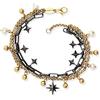 Engelsrufer Bracciale da donna boho in argento sterling nero e dorato, con ciondolo a stelle e perle, regolabile in due lunghezze, senza nichel, 17 cm, Acciaio inossidabile, Nessuna pietra preziosa
