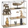BAKAJI Mensola Scaffale Libreria da Parete, Design Quadrato Moderno con 4 Ripiani, Struttura in Metallo e Ripiani Legno MDF, Ideale per Ingresso Soggiorno Dimensione 50 x 12 cm (Nero e Legno Naturale)