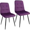 WAFTING Set di 2 sedie da pranzo imbottite con schienale alto e velluto olandese, con base in metallo, per sala da pranzo, soggiorno e sala ricevimenti, colore: viola