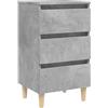vidaXL Comodino con Gambe in Legno Massello Grigio Cemento 40x35x69 cm