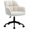 Wahson Office Chairs - Sedia da Scrivania Girevole Sedia da Ufficio Imbottita con Rotelle Regolabile in Altezza per Studio, Velluto, Bianco