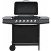 VIDAXL Barbecue Griglia a Gas con 6 Fornelli in Acciaio Inossidabile vari colori colore : nero
