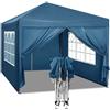 WOLTU Gazebo da giardino tendone tenda per festa party con parti laterali 3x3 m Blu - Woltu