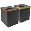 EMUCA Kit di contenitori per la raccolta differenziata per cassetti da cucina Recycle Altezza Recycle 266 mm, 2x15 lt, Grigio antracite Tecnoplastica