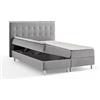 Atlantic Home Collection Lettino da boxe Holly, 140 x 200 cm, con nucleo a molle insacchettate e vano portaoggetti, in poliuretano, grigio chiaro, 140 x 200 cm