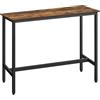 VASAGLE Tavolo da Bar Rettangolare Stretto, Tavolo da Cucina, Tavolo da Pranzo, Telaio in Metallo, 40 x 120 x 90 cm, Facile da Montare, Design Industriale, Marrone Vintage e Nero Inchiostro LBT120B01