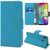NewTop Cover Compatibile per Samsung Galaxy M20, HQ Lateral Custodia Libro Flip Magnetica Portafoglio Simil Pelle Stand (Azzurro)