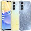 AROYI 3 in 1 Cover Compatibile con Samsung Galaxy A15 4G/5G, Custodia Glitter Silicone Morbido TPU Protezione Case con 2 Pellicola Protettiva in Vetro Temperato, Trasparente Glitter Protettiva Cover