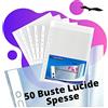 LogicaShop Fly Buste Forate Trasparenti per Raccoglitori ad Anelli A4, Cartelline Plastica (Lucide, 50 Pezzi)