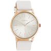 Oozoo Orologio da donna con cinturino in pelle e quadrante glitterato 40 mm, bianco con glitter, mittel, cinghia