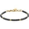 GAVU Bracciale Pietre Naturali Uomo con Perline di Ematite, Bracciale Uomo Acciaio Inox Dorato Regolabile