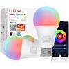 LUTW Lampadine Alexa Inteligente WiFi E27, Lampadina Smart Dimmerabile RGB 2700K-6500K 9W 900lm, Bluetooth e WiFi 2.4GHz, Compatibile con Alexa e Google Home, 2 pezzi (Nessun Hub Necessario)