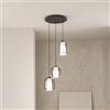 Ondaluce Lampada sospensione BONNIE con 3 diffusori in vetro soffiato 45 cm Fumè