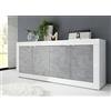 Web Convenienza Madia con 4 Ante Made in Italy - Credenza Contenitore Collezione Basic per Soggiorno Cucina Ingresso Sala da Pranzo Mobile Design moderno originale Bianco e Cemento Beton