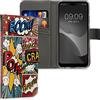kwmobile Custodia Compatibile con Huawei P20 Lite Cover - Portafoglio Pelle Sintetica con Chiusura Magnetica - Porta Carte Pop Art