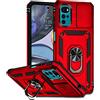 ATISIJIE Cover per Motorola Moto G22Custodia, Anti Graffio Hard PC Motorola Moto G22Cover con 360° Magnetico Cavalletto Funzione [Protezione fotocamera] Cover Motorola Moto G22Originale Rosso