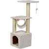 KATIDO Tiragraffi per gatti con tunnel 92 cm beige