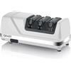 GRAEF. GRAEF CC120 - Affilalame ettrico, 3 livelli, Angolo di affilatura perfetto per lame a 20°, Rivestimento in diamante, Per cucina, caccia, industria, coltelli seghettati, Lame ultra affilate, Bianco