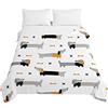Chickwing 3D Cane Trapuntino Copriletto Trapuntato Matrimoniale Singolo, Chickw11 Stampa di Animale Coperta Primaverile Estivo Trapunta Goffrato Coperta Leggera per Camera da Letto (Bassotto,230x260cm)