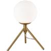 damastoreitalia Lampada da Tavolo Minimalista Bronzo con sfera in Vetro Bianco Design Elegante per Illuminare e Decorare Spazi Interni Adatta a Comodini Scrivanie e Tavolini Altezza 30 cm (1 sfera con treppiede)