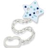 NUK Catenella per ciuccio con clip, per ciuccio con anello, stabile e infrangibile, stelle blu