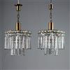 Coppia di Lampadari Antichi Ottone Vetro Italia XX Secolo