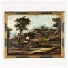 Quadro Antico Dipinto con Paesaggio e Figure Olio su Tela '700-'800