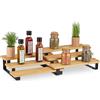 Relaxdays Porta Spezie in Bambù, 3 Livelli, Allungabile, Scaffale Organizer da Cucina, HLP 11,5 x 32 x 24,5 cm, Naturale