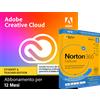 Adobe Creative Cloud Student & Teacher edition + Norton 360 Deluxe per 3 dispositivi | 1 anno