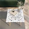 DEGHI Tavolino 49x49 cm con gambe in legno di pino e top bianco - Vanny