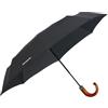 Samsonite Wood Classic S - 3 Section Auto Open Close Crook Ombrello Pieghevole, 33 cm, Nero (Black)