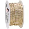 PRÄSENT Prasent Vichy - Nastro Decorativo Metallico, 20 m, 10 mm, Colore: Oro/Bianco
