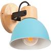 iDEGU Applique da Parete Rétro Vintage Orientabile Lampada da Parete Interno in Legno Ferro Industriale Plafoniere E27 Illuminazione Faretto da Parete per Soggiorno, Camera da Letto, Cucina (Blu)