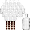 gouveo set 24 bottiglie in vetro da farmacia tonde da 100 ml con tappo in sughero (SK) - bottiglia piccola in vetro da 0,1 l da riempire - bottiglia vuota in sughero per liquore, grappa, olio