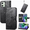 JIUNINE Cover per Motorola Moto G54 5G, Custodia Interno TPU Antiurto Portafoglio con Disegni di Farfalla [Carta Fessura] [Supporto Stand] Cover Libro in PU Pelle per Motorola G54 5G, Nero
