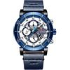 Naviforce - NF9131 - Orologio da polso al quarzo analogico moda uomo, cinturino in pelle, impermeabile (Cinturino: blu/indice: argento)