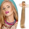 SEGO Extension Capelli Veri Tessitura Matassa Virgin Human Hair Brasiliani Lisci Senza Clip 100g Double Weft per Cucire 60 cm (Lisci)#27 Biondo Scuro