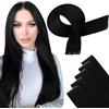 Easyouth Inject Extension Capelli Veri Biadesive Nero Invisibile Virgin Tape in Extension Capelli Adesive Nero Inject Extension Biadesivo Capelli Veri #1 14pollice 10g 5pezzi