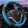 JNNJ Coprivolante Auto, Coprivolante in Pelle 37-38cm, Copri Volante Antiscivolo Traspirante Durevole, Universale Protezione Custodia Volante Auto per Maggior Parte Macchina Autocarri(Nero/Blu)