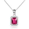 Diamond Treats Collana Donna in Argento Sterling 925 Con Zirconi Taglio Smeraldo Rossi, Elegante Rosso Rubino Rettangolare, per Donna e Ragazza Con Confezione Regalo