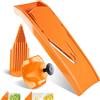 Börner Affettaverdure V1 (Set Base) - Affettatrice a V con 2 Inserti & Portaverdure - Mandolina Regolabile per Verdure & Frutta - Tagliaverdure per Fette in 3 Spessori - Arancione