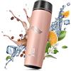 TAVIALO Bottiglia Borraccia Termica 460Ml. Pratica, Elegante e Lavabile in Lavastoviglie. Bottiglia Thermos dal design e qualità superiori (rosa cipria)