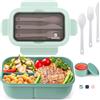 Sinnsally Porta Pranzo con Posate,1250ml Lunch Box Prova di Perdite,Bambino Adulto Bento Box con 3 Scomparti,Porta Cibo Portapranzo,Schiscetta Contenitore Pranzo per Microonde Lavoro Picnic Ufficio