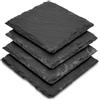 eBuyGB Set di 4 sottobicchieri quadrati in ardesia di Apollo The Homewares, 100% ardesia naturale, piedini in schiuma antigraffio, ottima idea regalo, dimensioni: 10 x 10 x 1 cm, nero