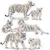 TOYMANY Confezione da 6 Figure di Tigre Bianca con Tigri Maschio, Figure di Animali della Giungla, Figure Giocattolo, Set Familiare con Set di Giocattoli di Tigri Bambine, Ornamenti per Torta