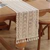 meioro Runner da tavola all'uncinetto, 30x120cm Table Runner in pizzo classico Runner da tavolo beige matrimonio Vintage Tassel copritavolo per decorativo di cucina, sala da pranzo, festa(Style C)