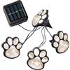 Hellum zampe solari, zampe a led per esterni con 4 LED bianco caldo, lunghezza luce 240 cm solari cani da giardino, luci tombe all'aperto per animali, cavo nero 523690