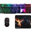Konix Drakkar Set di accessori gaming Barbarian PC - Tastiera con cavo AZERTY con LED - Mouse con cavo 102 g - Tappetino per mouse vichingo